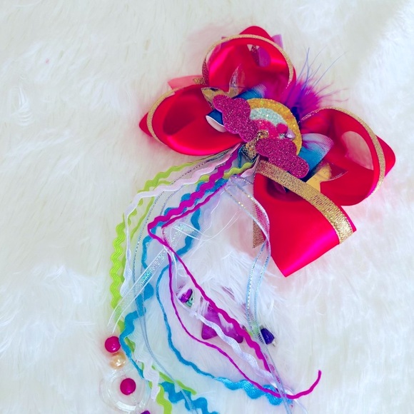 Rainbow Accessories Girls Hair Bow Clip with Colorful Ribbons Handmade NEW - Picture 6 of 9